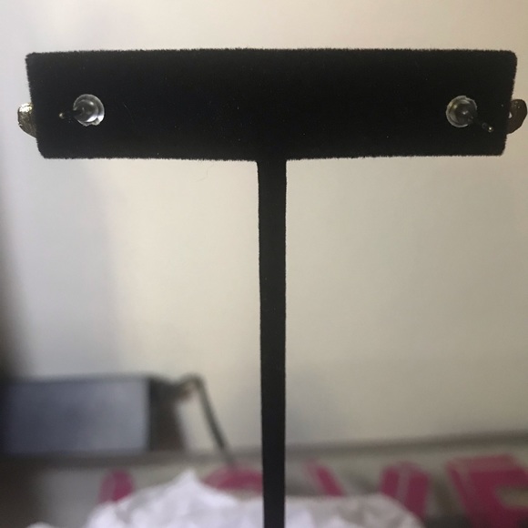 Black & Gold Mustache Stud Earrings - Picture 3 of 5